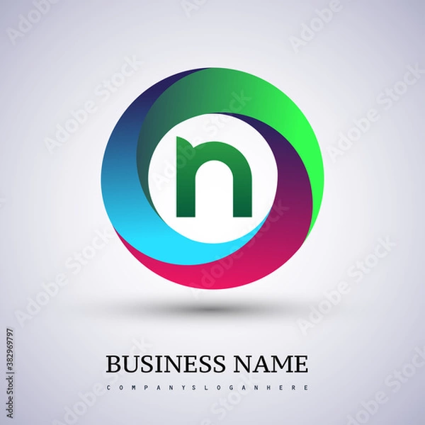 Obraz Letter N logo with colorful splash background, letter combination logo design for creative industry, web, business and company.
