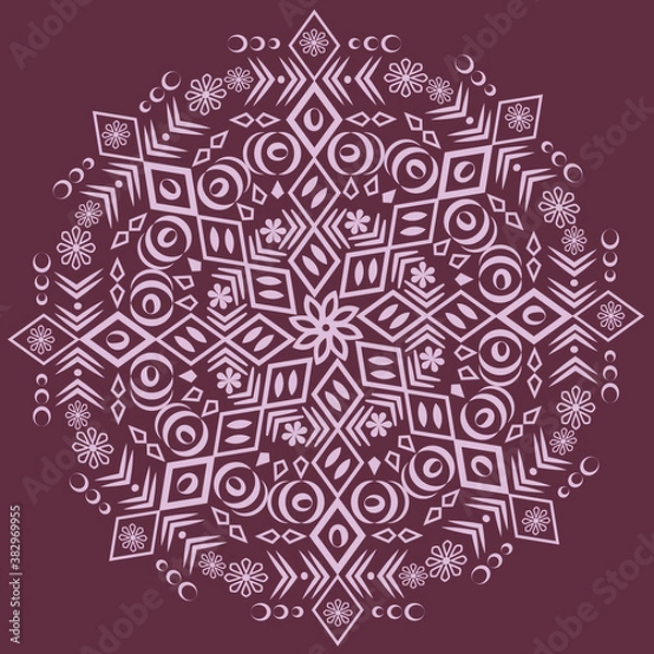 Obraz Mandala vector with geometric shapes pattern, flat design, vector illustration, oriental background.