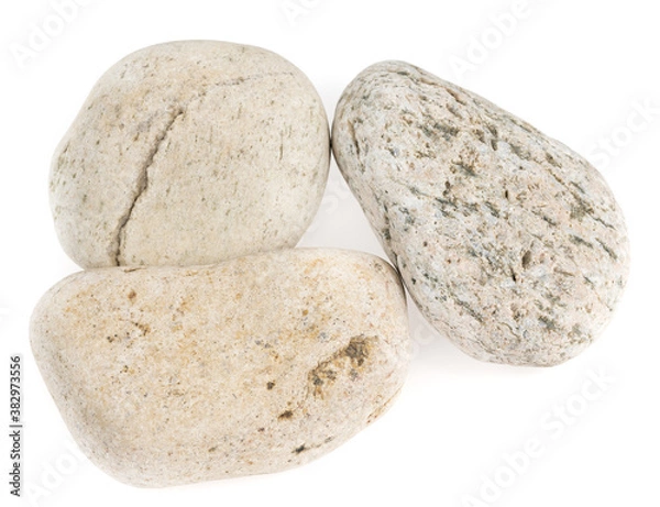 Fototapeta Natural large stone, cobblestone isolated on white background. stones for baths and saunas