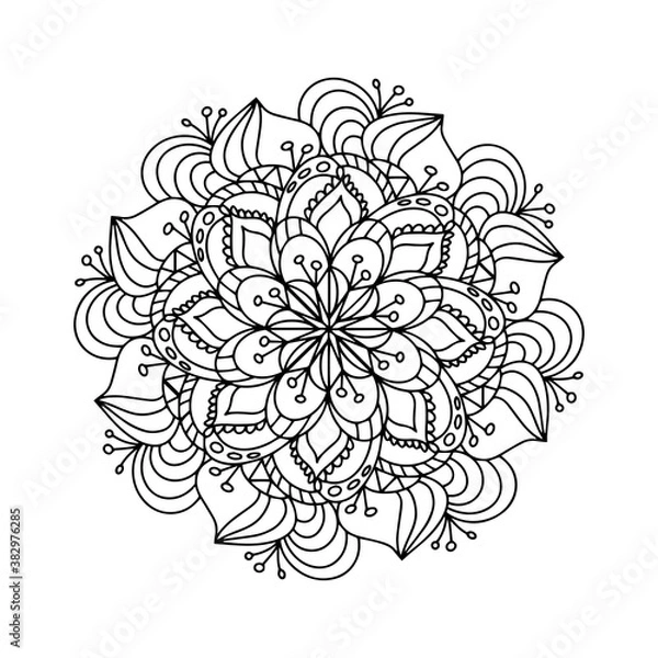 Fototapeta Mandala. Kolorowanka antystresowy. Szablon dla mehendi. Rysunek orientalny. Ilustracji wektorowych. Pojedynczo na białym tle.
