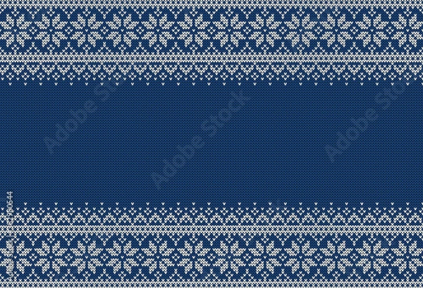 Obraz Knitted background with sweater pattern and copyspace. Horizontal vector banner.