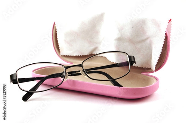Fototapeta glasses in a open pink glassesetui