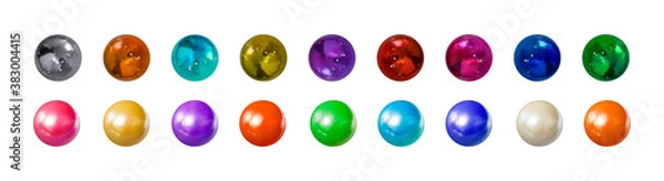 Obraz Vector Set of Different Colored Spheres, Colorful Illustration, Metallic and Plastic 3D Balls Isolated on White Background.
