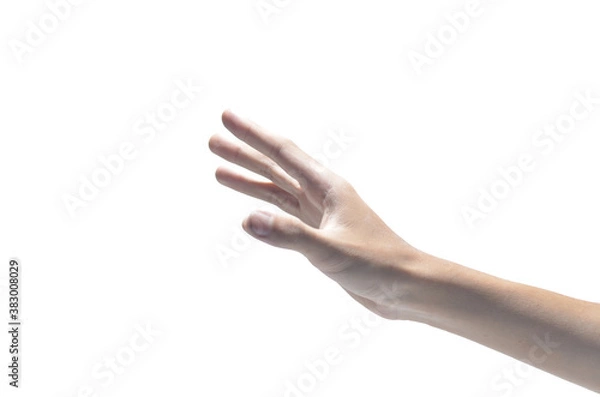 Fototapeta Hand Trying To Reach Something on Isolated White Background