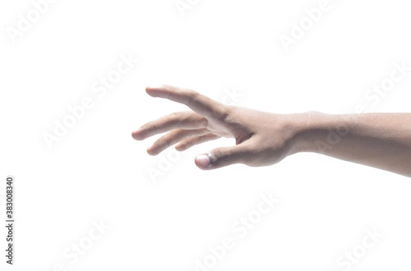 Fototapeta Hand Trying To Reach Something on Isolated White Background
