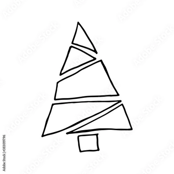 Obraz Doodle geometric Christmas tree. Image for web, print, holiday posters and cards.