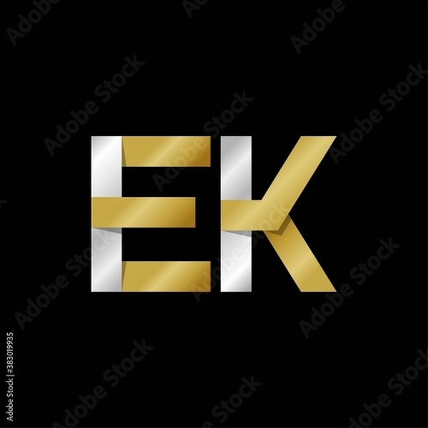 Obraz EK initial letter logo, simple shade, gold silver color
