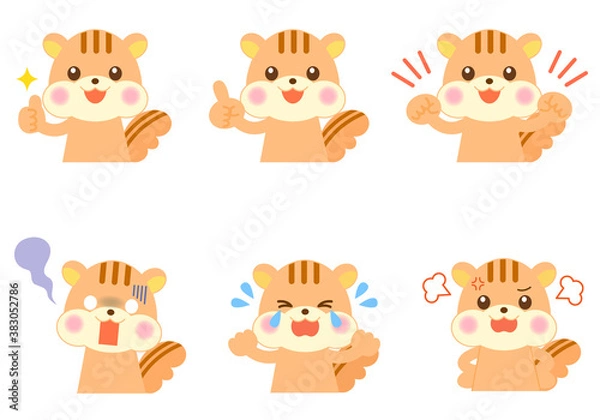 Fototapeta りす　表情　イラストセット