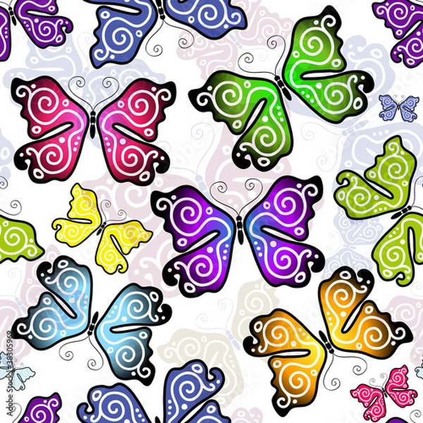 Obraz Seamless pattern with butterflies