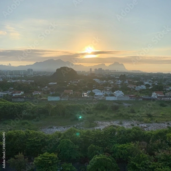 Obraz sunset over the river in summer