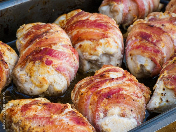 Obraz Chicken breasts wrapped in bacon