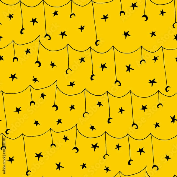 Obraz Dangling Moons on yellow