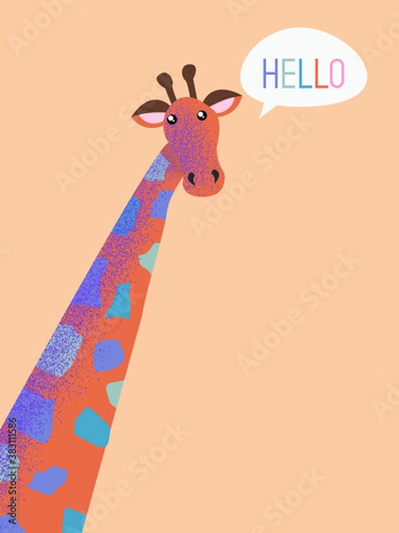 Obraz colorful giraffe says Hello