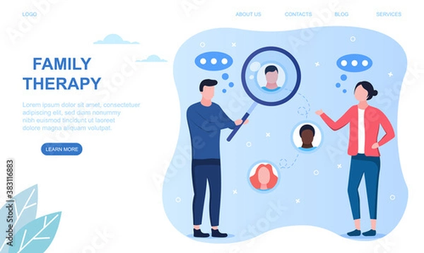 Obraz Abstract concept of family therapy. Web page template. Flat vector illustration