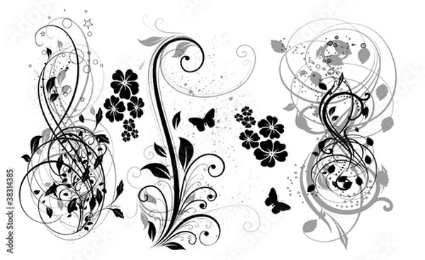 Obraz floral noir trois