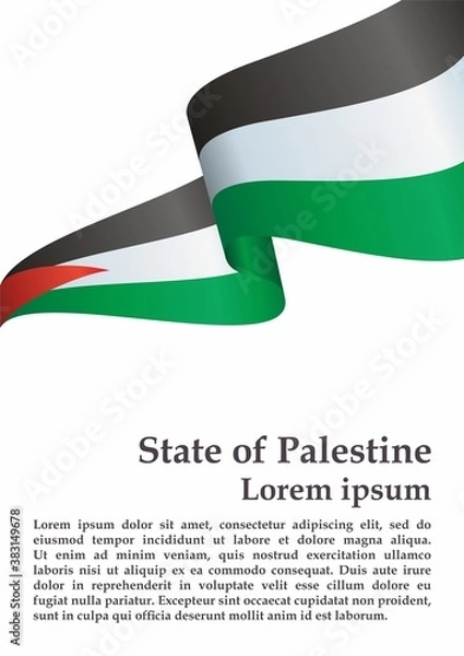 Fototapeta Flag of Palestine, State of Palestine.  Template for award design, an official document with the flag of Palestine. Bright, colorful vector illustration.