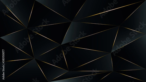 Obraz black triangle, dark wallpaper background with gold border line path