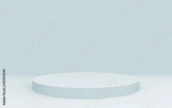 Fototapeta 3d gray white bright cylinder podium minimal studio background. Abstract 3d geometric shape object illustration render.