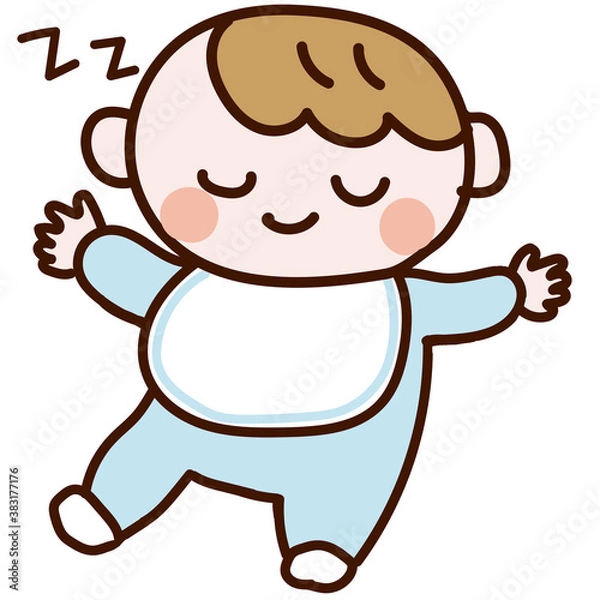 Fototapeta すやすや眠る赤ちゃん_ブルー