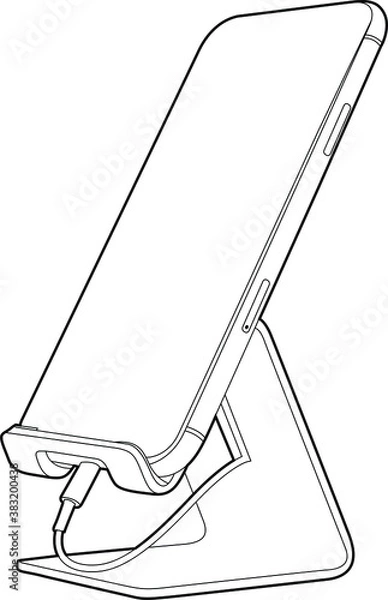 Fototapeta Professional Charging Dock for Phone Vector / Line Drawing. Icon, Logo, Design, Element