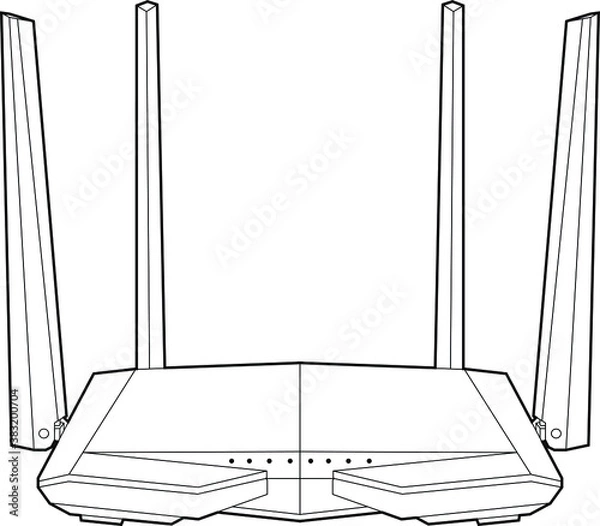 Fototapeta Professional Wifi Router internet Vector / Line Drawing. Icon, Logo, Design, Element