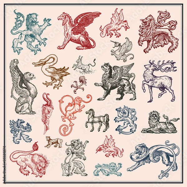 Obraz heraldic beast collection