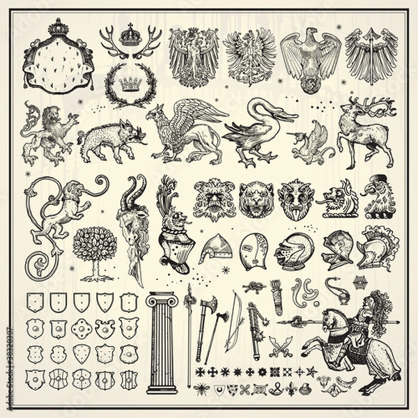Obraz heraldry elements collection