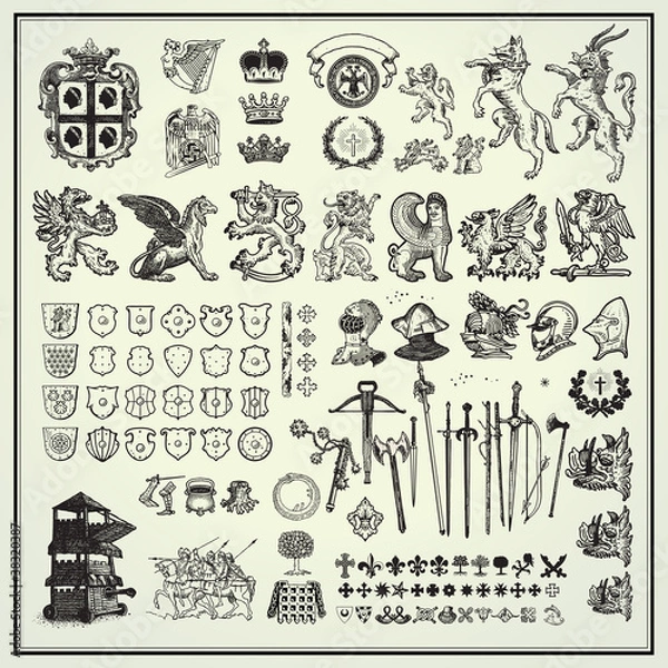 Obraz Kolekcja Elementów Heraldyki