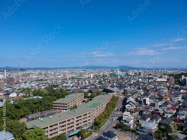 Fototapeta ドローンで空撮した名古屋の町並みの風景