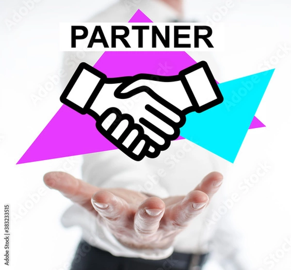 Fototapeta Partner concept levitating above a hand