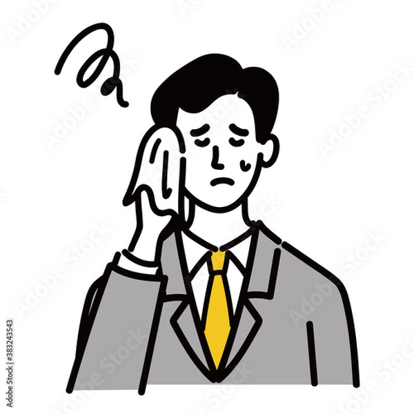 Fototapeta 男性　若い　スーツ　ベクター　ポップ　困っている　冷や汗

