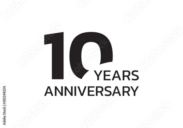 Fototapeta 10th anniversary logo. 10 years celebrating icon or badge. Vector illustration.