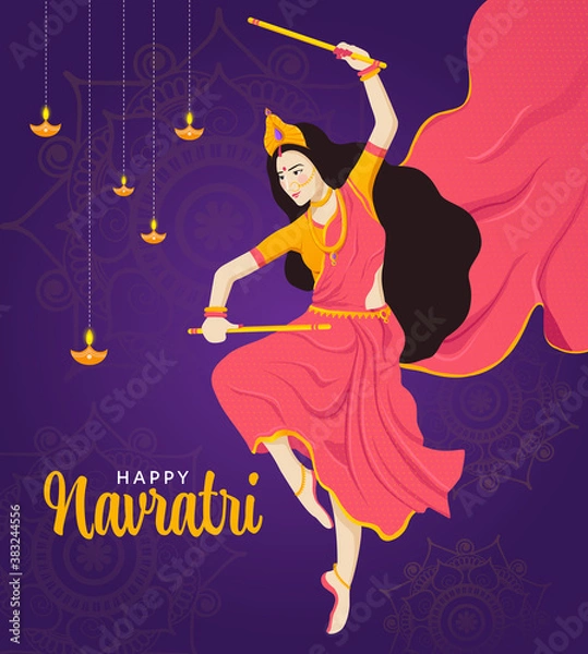 Obraz Happy Navratri vector template 
