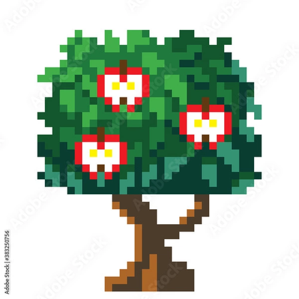 Obraz Apple tree pixel art. Vector picture.