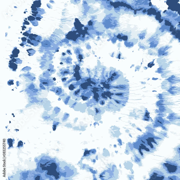 Fototapeta Vector Swirl. Ethnic Background. Indigo Craft Art Ornament. Blue Summer Fashion. Tie Dye pattern. Batik Brush. Vector Fabric Print. Tie Dye Circle. Psychedelic Art.