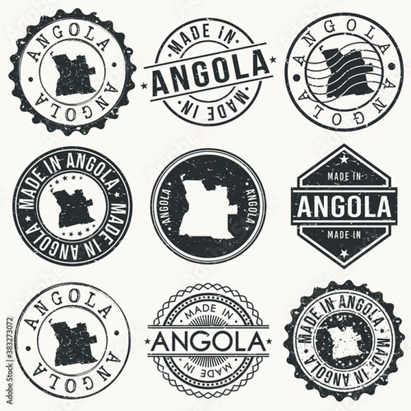 Fototapeta Angola Set of Stamps. Travel Stamp. Made In Product. Design Seals Old Style Insignia.