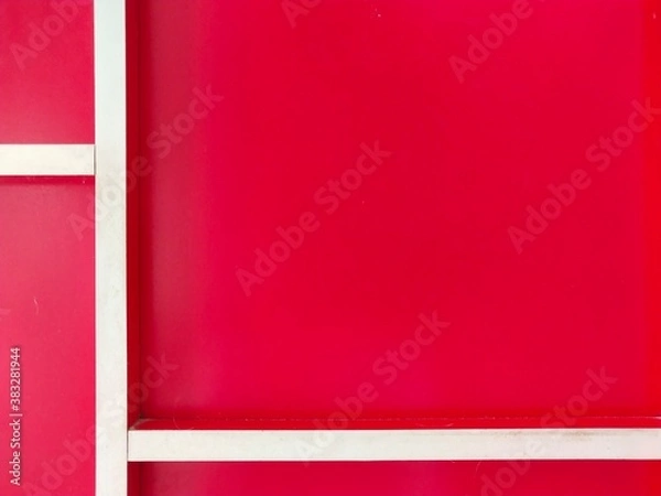 Fototapeta The image of the back of the cabinet in white and red contrasting