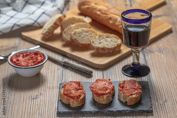 Fototapeta Typical Mediterranean meat spread prepared with pork and paprika.