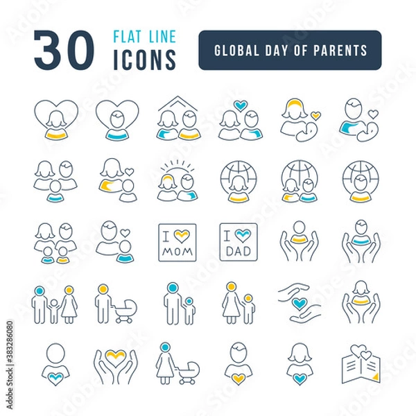 Obraz Vector Line Icons of Global Day of Parents