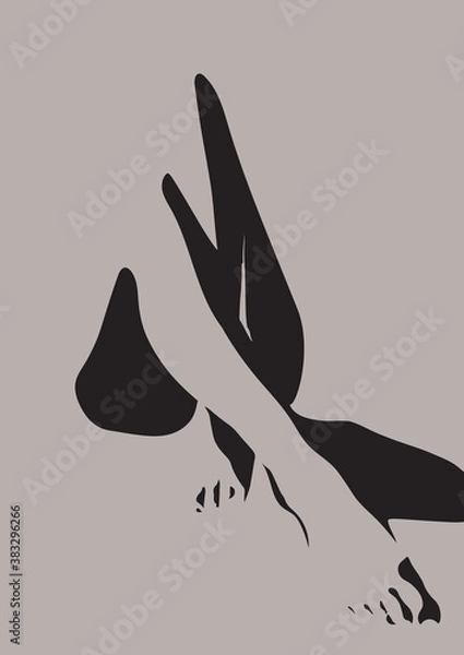Fototapeta Streszczenie nogi kobiety w minimalistycznym stylu. Kobieta plakat cień sztuki. Elegancki nadruk na korpusie w kolorze czarnym i beżowym.