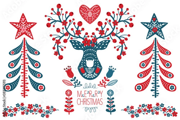 Fototapeta Scandinavian Christmas Design Elements