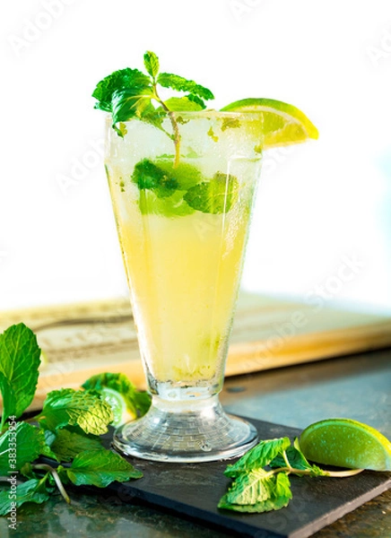 Obraz Fresh Mojito Cocktail with rum, mint, and lime. 