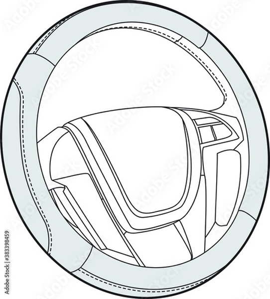Fototapeta Professional Steering Wheel Cover Vector / Line Drawing. Icon, Logo, Design, Element