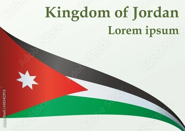 Fototapeta Flag of Jordan, Hashemite Kingdom of Jordan. Bright, colorful vector illustration