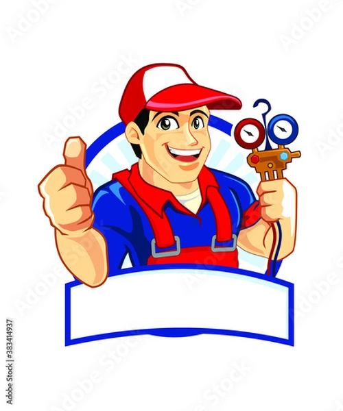 Obraz Engineer cartoon mascot in vector