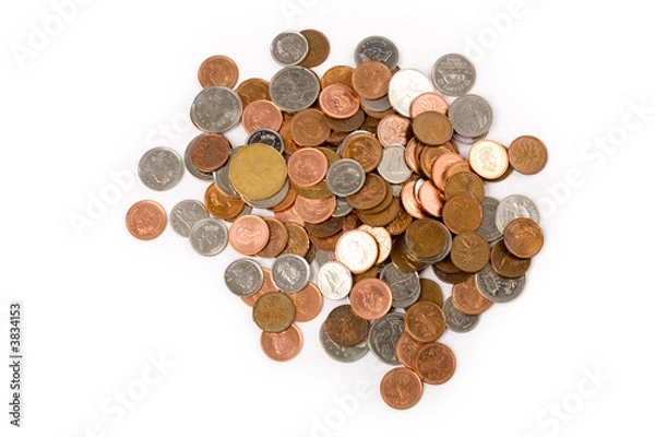 Fototapeta coins with white background