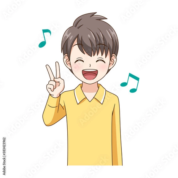Obraz 笑顔でVサインする男の子
