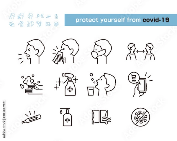 Obraz 新型コロナウイルス対策アイコンセット covid-19 ベクターイラスト