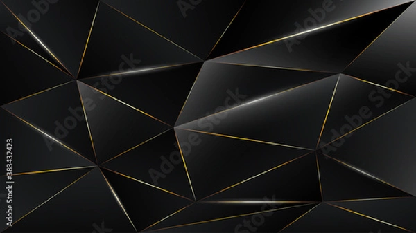 Obraz black triangle, dark wallpaper background with gold border line path