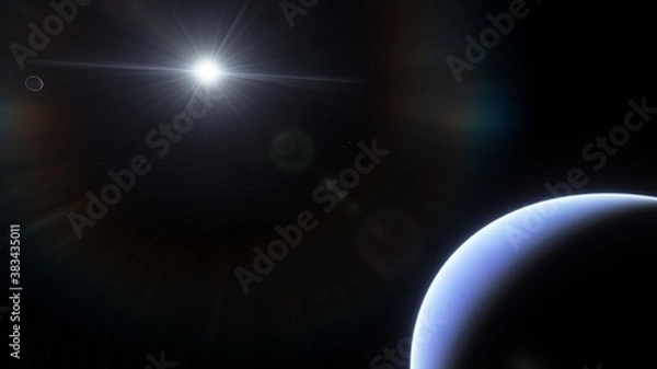 Fototapeta Cosmic landscape, beautiful science fiction wallpaper with endless deep space. 3D render